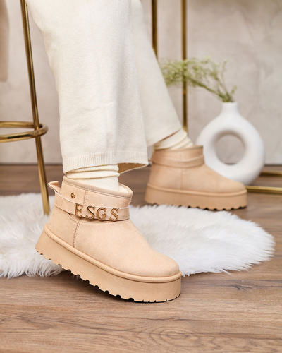 Royalfashion Светлокафяви дамски обувки a'la ботуши за сняг с орнамент Parisela