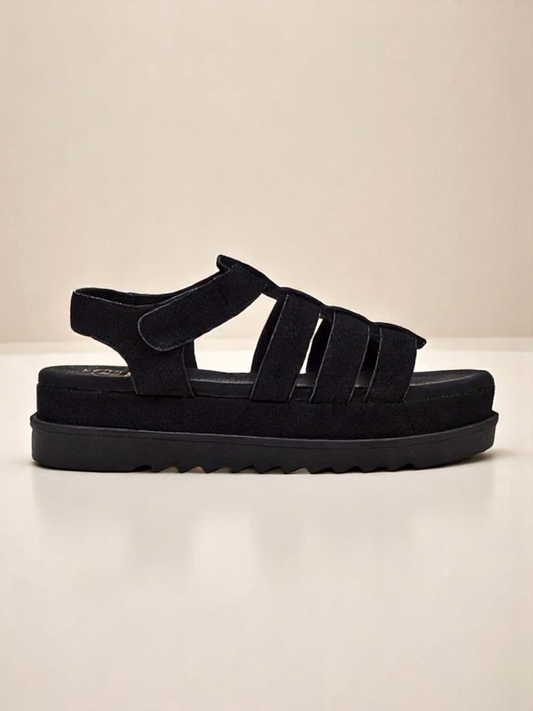 Дамски сандали Heraclea Royalfashion на платформа черни от еко кожа