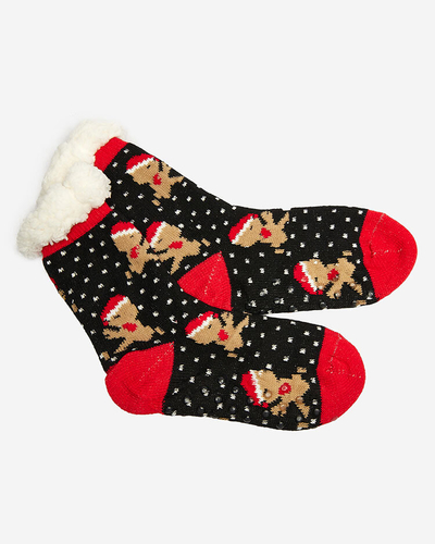 Червени дамски чорапи с коледна шарка - Бельо