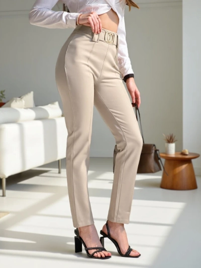 Дамски treggings от Royalfashion от памучен материал с плисета