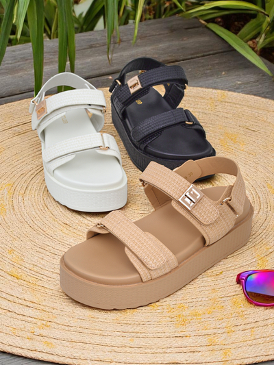 Royalfashion Kallisto – Бели дамски сандали на платформа, екологична кожа