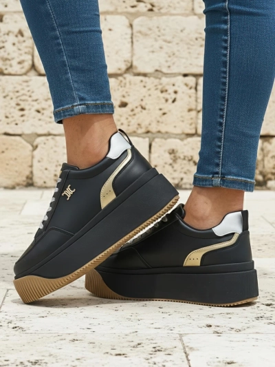 Дамски сникърси Hypatia Nero от екологична кожа на платформа 5 см