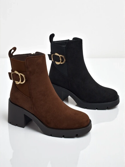 Дамски боти от еко велур на ток Solenya