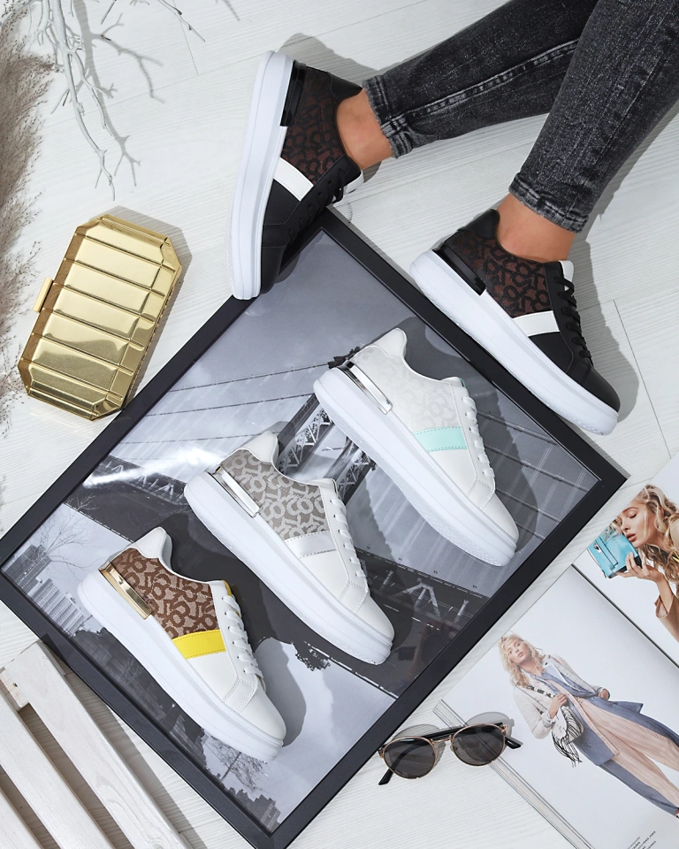 Royalfashion Бели и кафяви дамски спортни обувки Mlysio