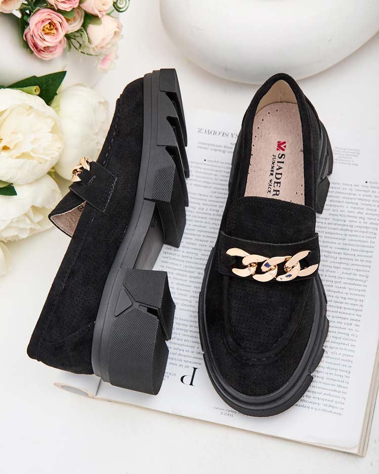 Royalfashion Мокасини от еко велур с украса Zaffix