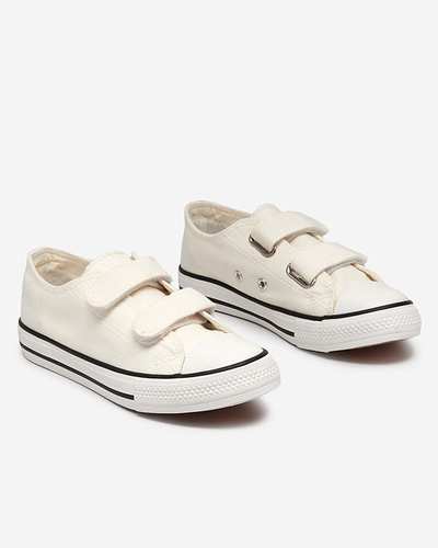OUTLET Biało-ecru dziewczęce tenisówki na rzepy Bovis - Obuwie