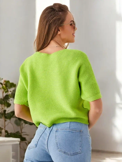 Royalfashion Женски памучен къс пуловер с пеперуди