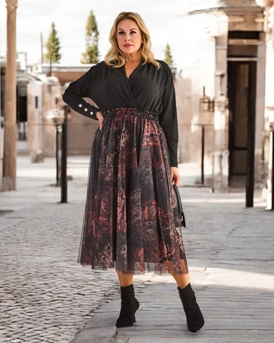 Дамска двуслойна миди пола от Royalfashion