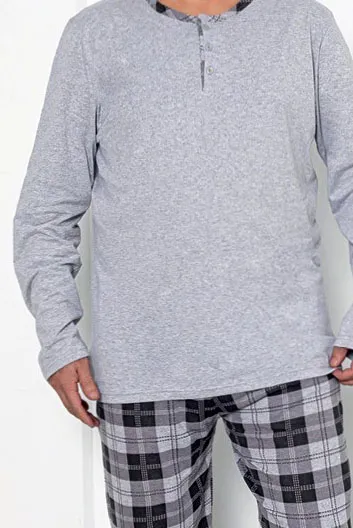 Royalfashion Мъжки каре памучни пижами XXL