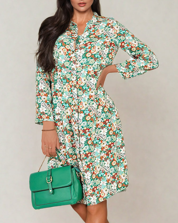 Royalfashion Дамска миди рокля с шарки