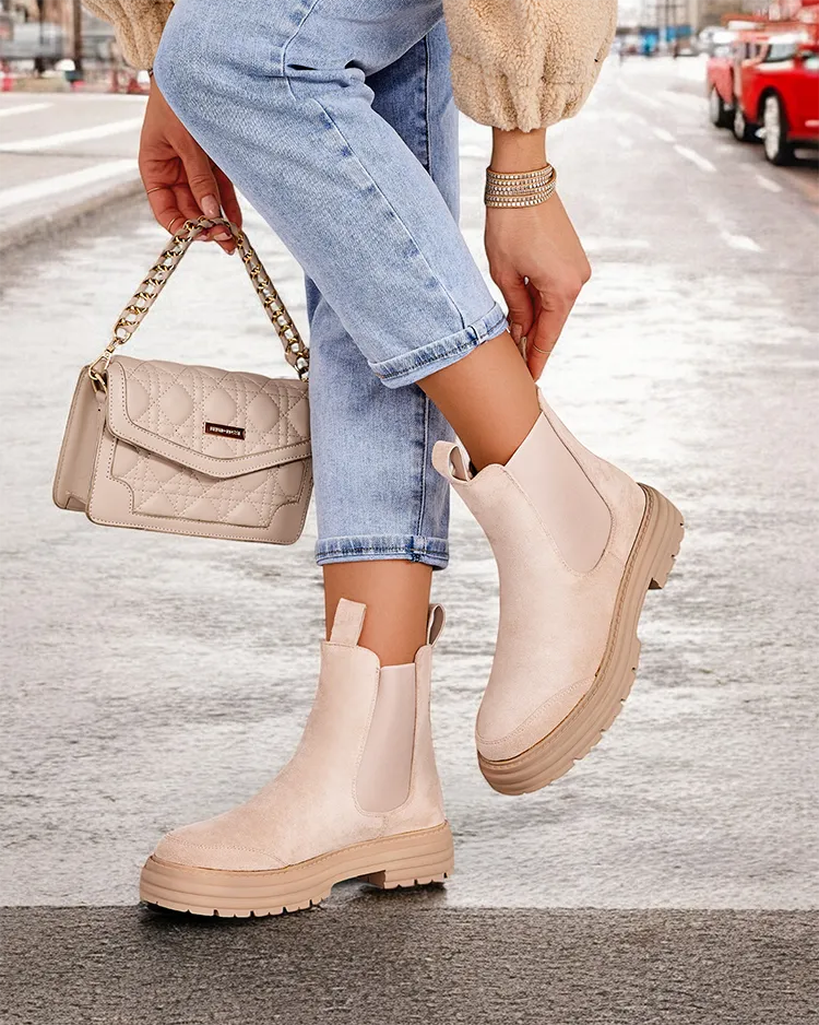 Дамски ботуши на Royalfashion с декоративна каишка Ozzoas