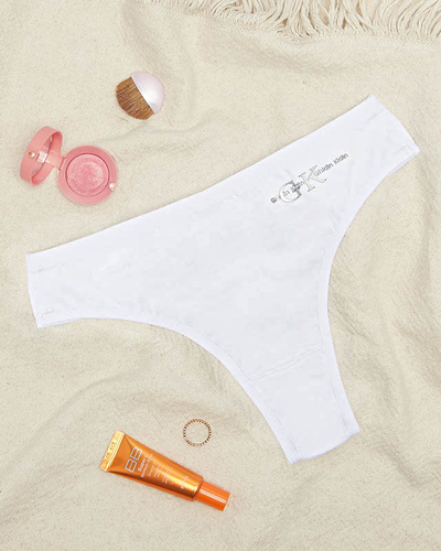 Дамски бели памучни прашки с надпис - Underwear