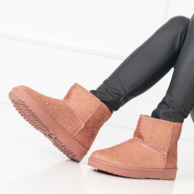 Ciemnoróżowe damskie śniegowce z cyrkoniami Rudis - Obuwie