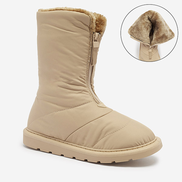 OUTLET Светлокафяви дамски ботуши a'la snow boots Tirigga- Footwear