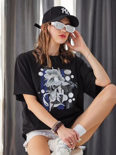 Рокля Модерни женски памучен потник с принт