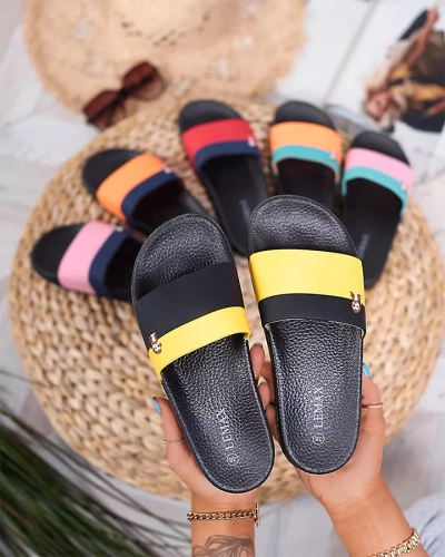 Royalfashion Жълто-черни дамски гумени джапанки Lierigs