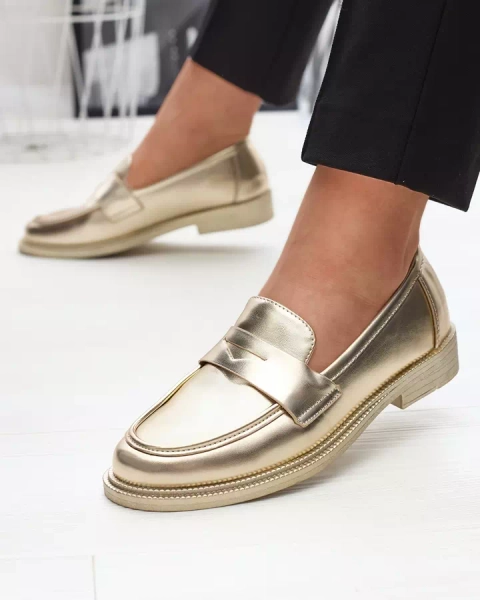 Златисти дамски мокасини от еко кожа Zibom- Footwear