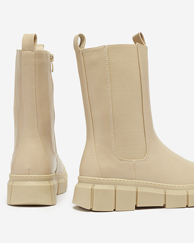 Дамски боти на платформа в бежово Couell - Обувки