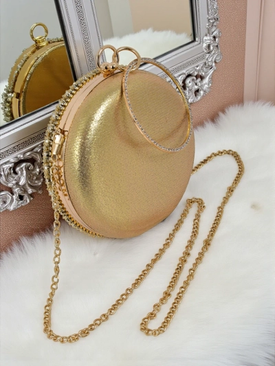 Royalfashion Дамска чанта клъч с цирконии Elira Noir