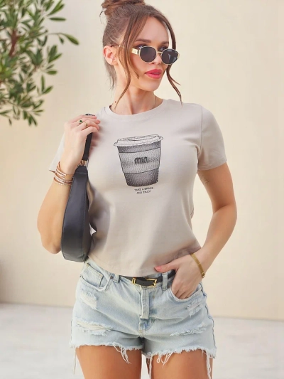 Ройалфешън дамска algodón тениска с принт от ринстоуни