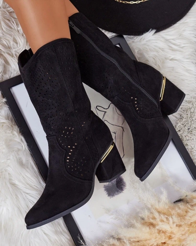 Royalfashion Ажурни ботуши на нисък ток Hewir