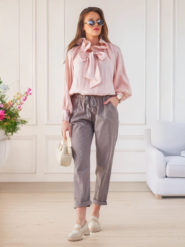 Royalfashion Блестяща дамска риза с декоративна яка