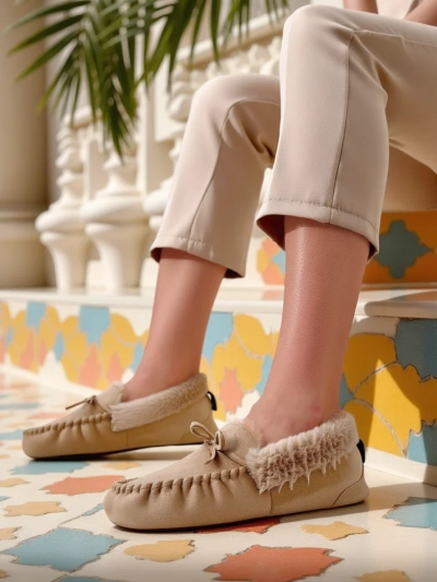 Луксозни дамски мокасини с мех Ahtikes