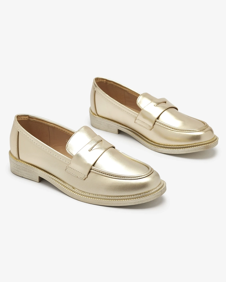 Златисти дамски мокасини от еко кожа Zibom- Footwear