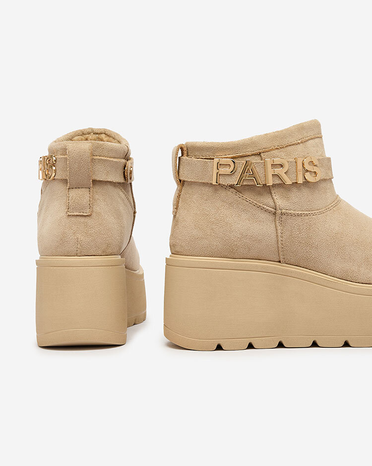 Royalfashion Бежови дамски обувки a'la ботуши за сняг с орнамент Parisela