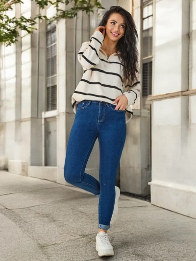 Royalfashion Дамски стегнати дънки от памук