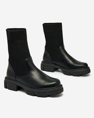 Royalfashion Черни дамски ботуши с мрежа Xandra