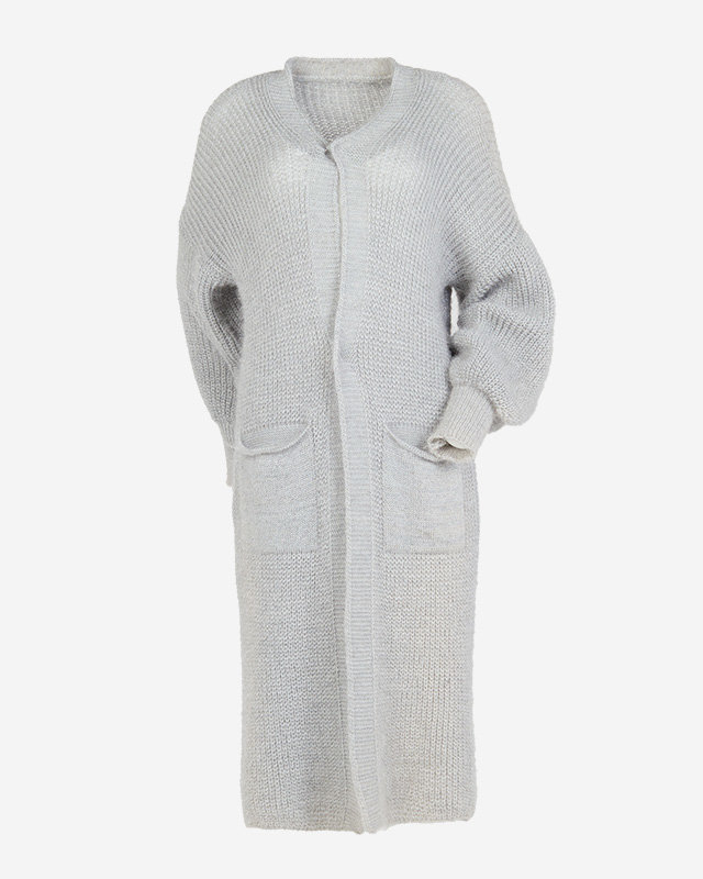 Дамска светло сива мека дълга жилетка - Облекло