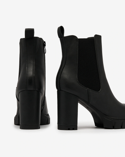 Royalfashion Черни дамски ботуши с висок ток Seihay
