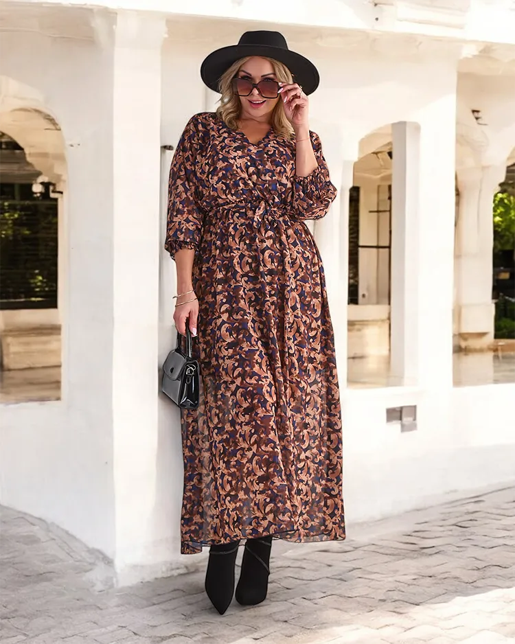 Royalfashion Дамска макси рокля с каре