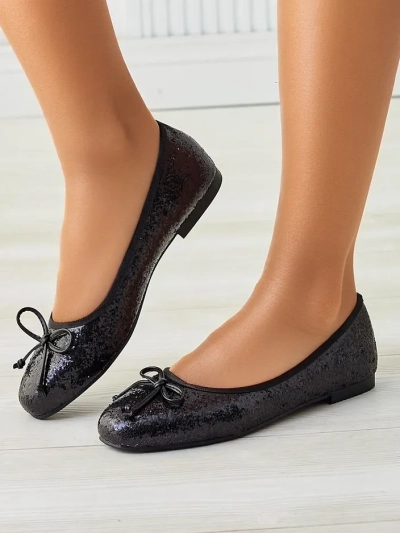 Балетни обувки Royalfashion за жени с блестящи елементи и панделка Aramie