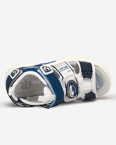 Biało-granatowe chłopięce sandały na rzepy Roserro - Obuwie