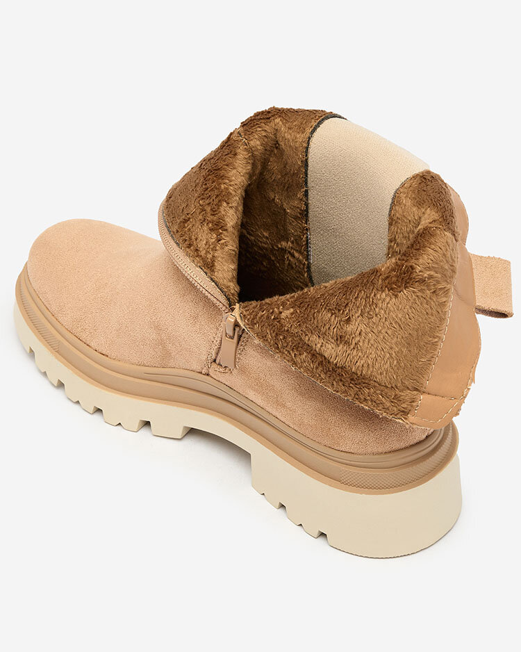 Royalfashion Светлокафяви дамски ботуши с декоративна каишка Doasa