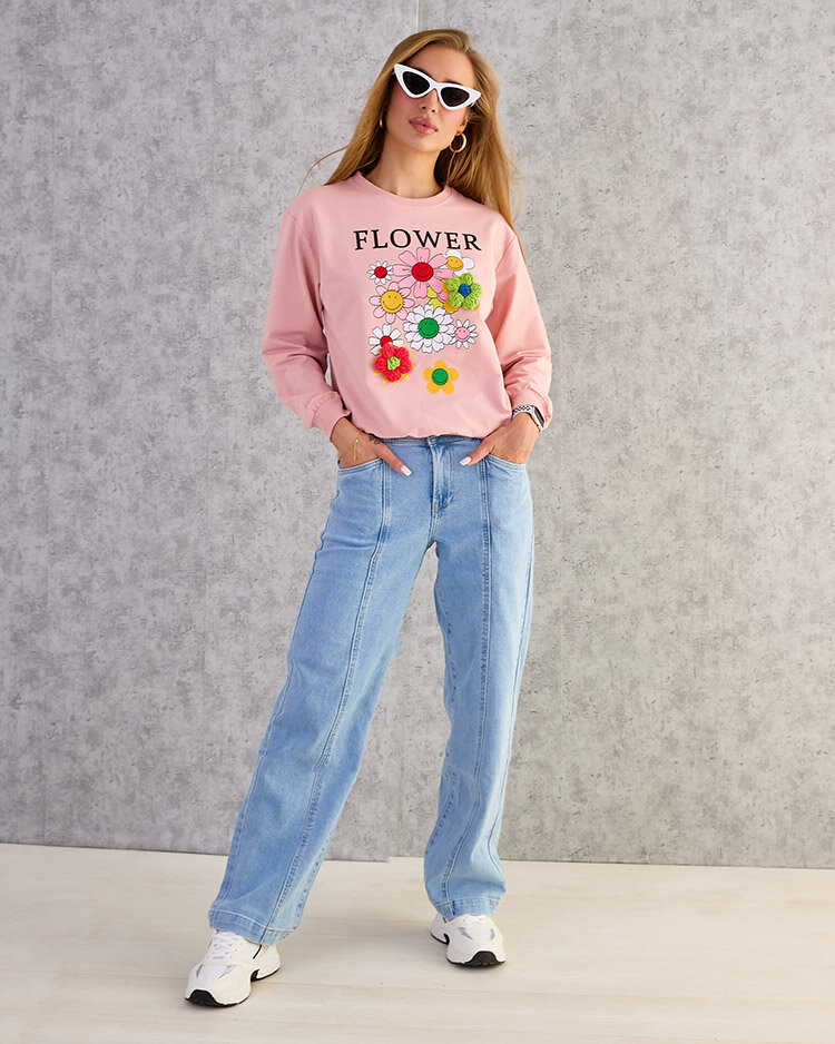 Royalfashion Дамски памучен суитшърт с тънък принт