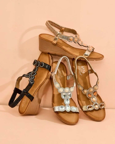 Royalfashion Дамски сандали с цирконий Obrina