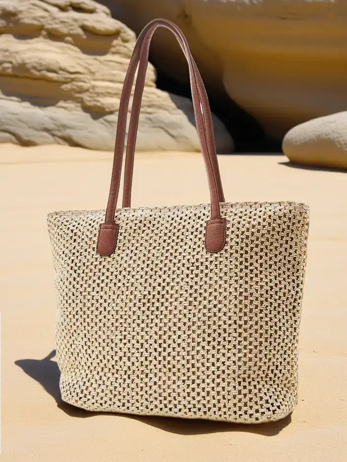 Royalfashion Голяма сламена дамска чанта за лято