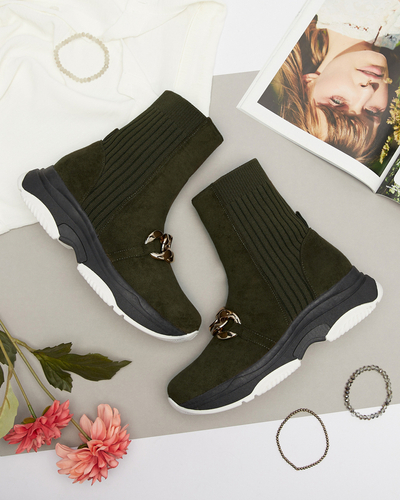 Зелени дамски ботуши от екокожа Cuzitta- Обувки