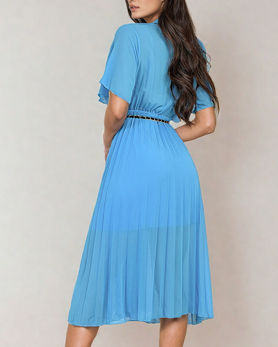 Royalfashion Дамска плисирана миди рокля