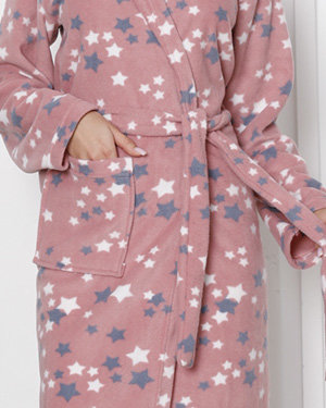 Розов дамски халат със звездички - Облекло