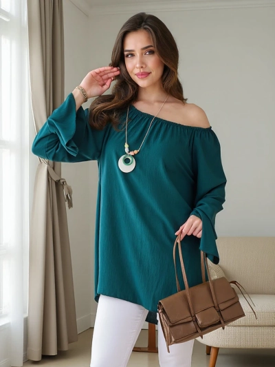 Блуза на Royalfashion за жени в испански стил с набрани ръкави