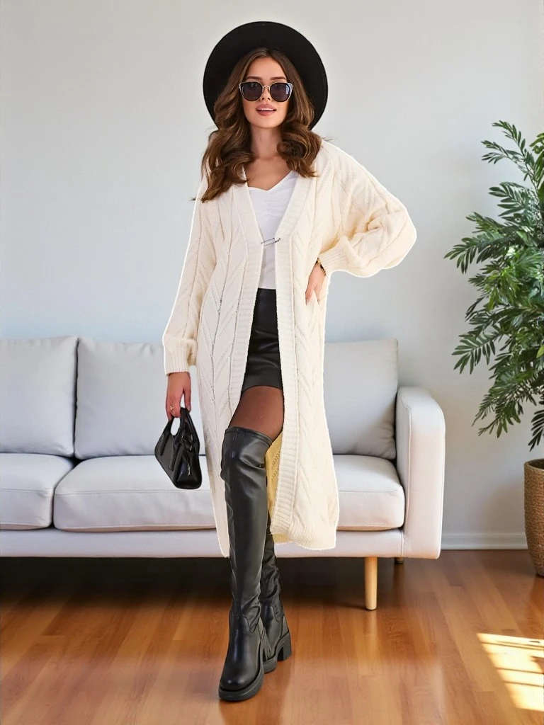 Royalfashion Плетен дамски пончо пуловер