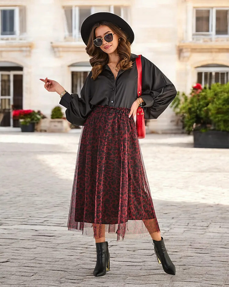 Рокля от Роялфешън с щампа и тюл за жени.