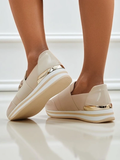 Дамски мокасини Aurora Classico Beige екологична кожа плоски токчета