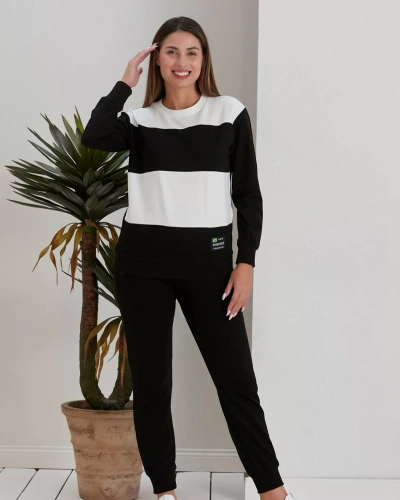 Royalfashion Черен дамски раиран потник