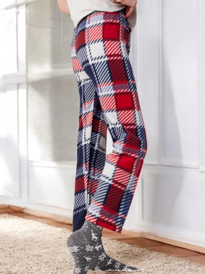 Royalfashion Памучни коледни дамски панталони от каре пижами