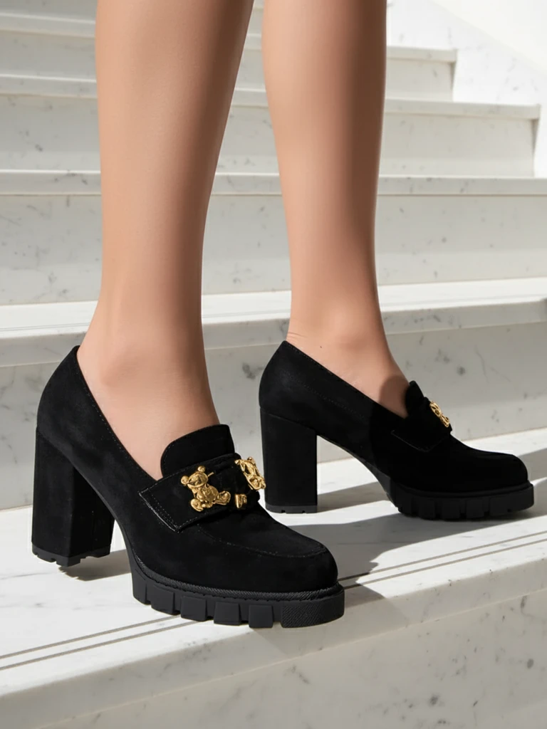 Зашеметяващи черни обувки на ток от велур, елегантни и модерни